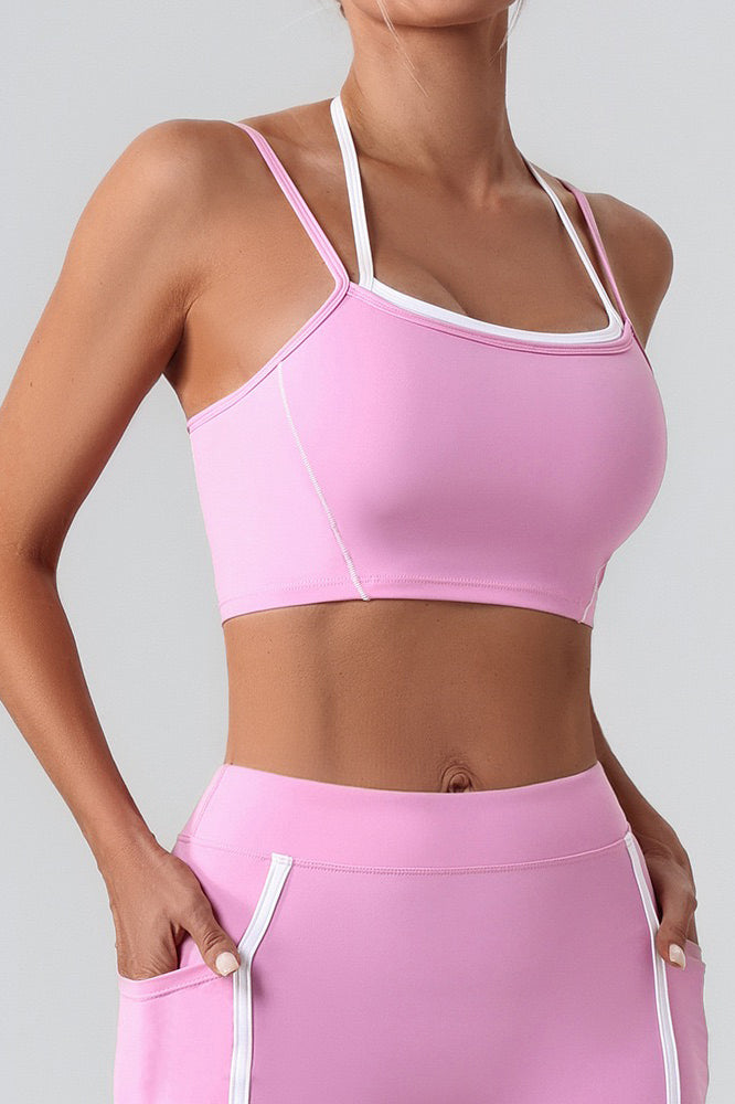 Double Strap Open Back Sports Bra