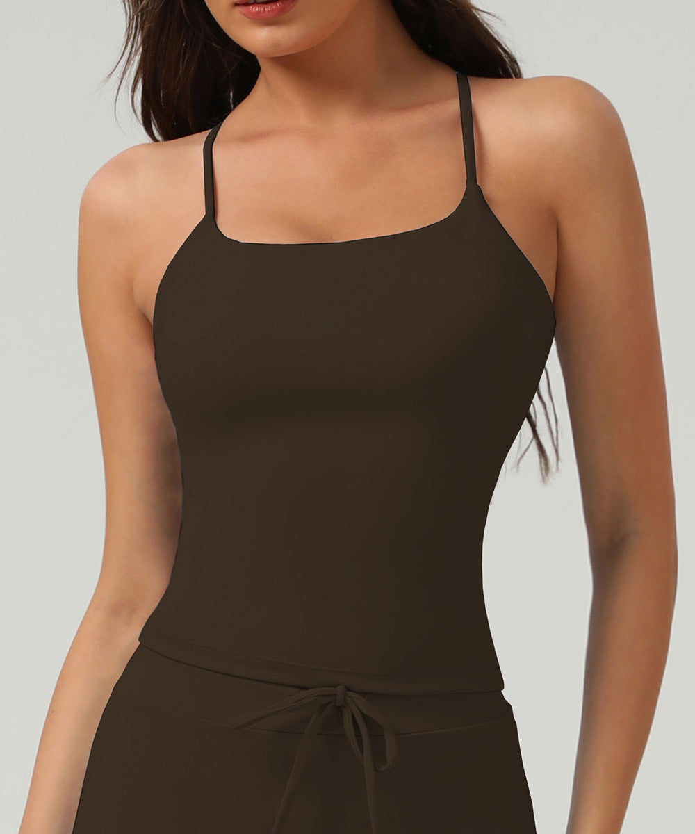 Scoop Neck Crossover Back Tank Top