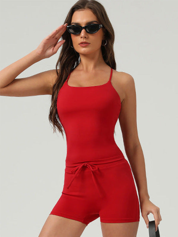 Scoop Neck Crossover Back Tank Top