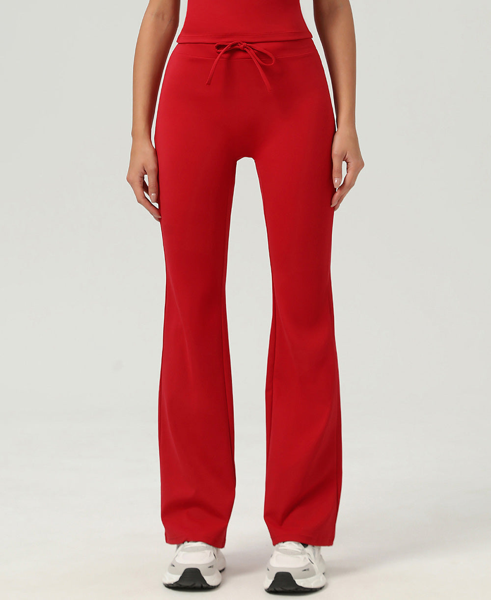 High Rise Drawstring Waist Flare Legging