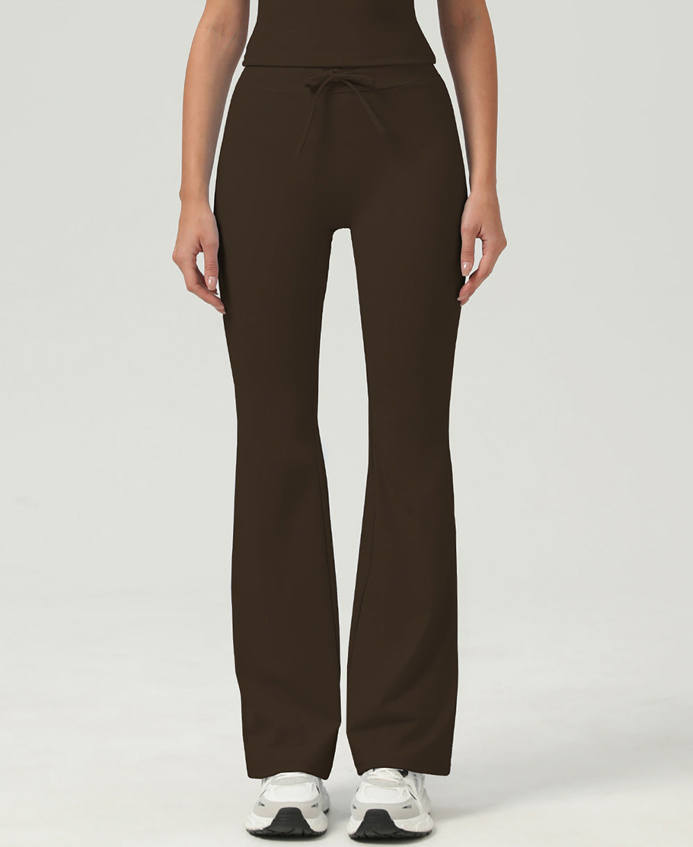 High Rise Drawstring Waist Flare Legging