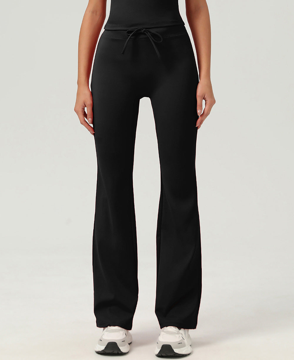 High Rise Drawstring Waist Flare Legging