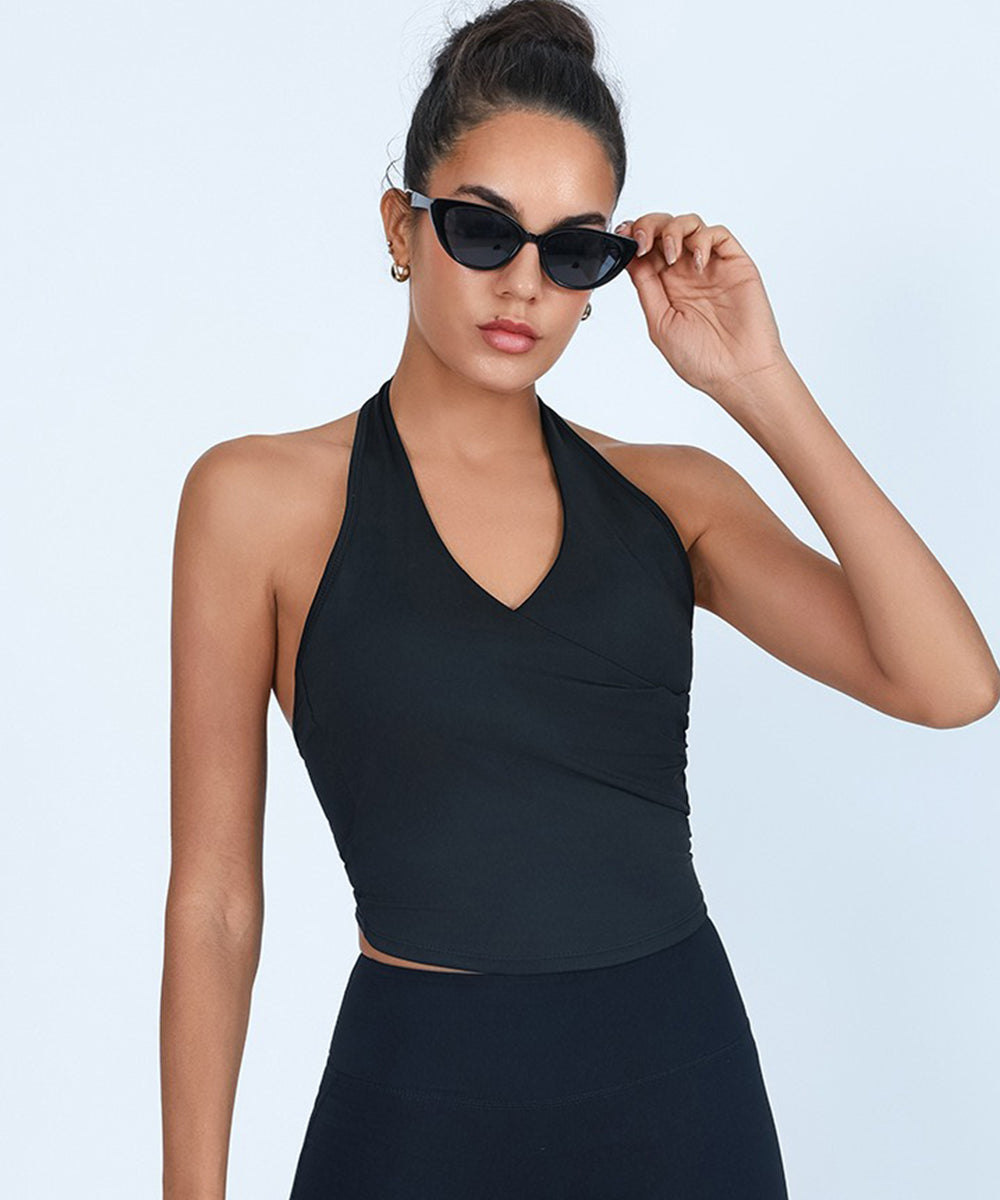 Halter Neck Wrap Front Top