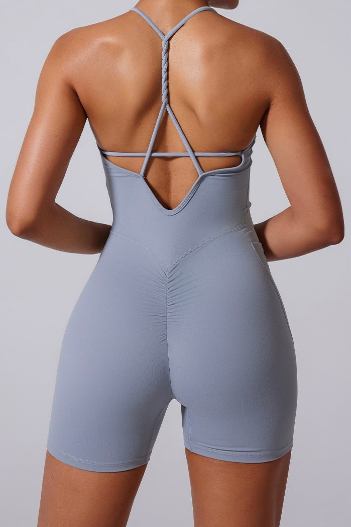 Scoop Neck Twist Strap Back Jumpsuit