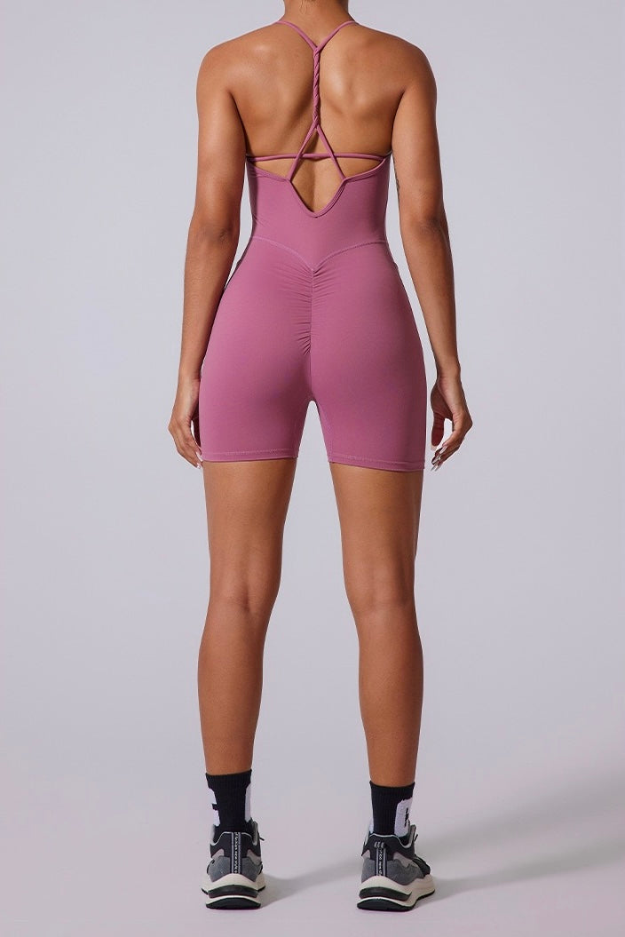 Scoop Neck Twist Strap Back Jumpsuit