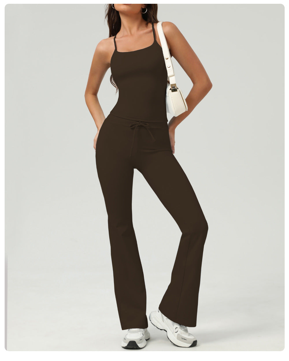High Rise Drawstring Waist Flare Legging