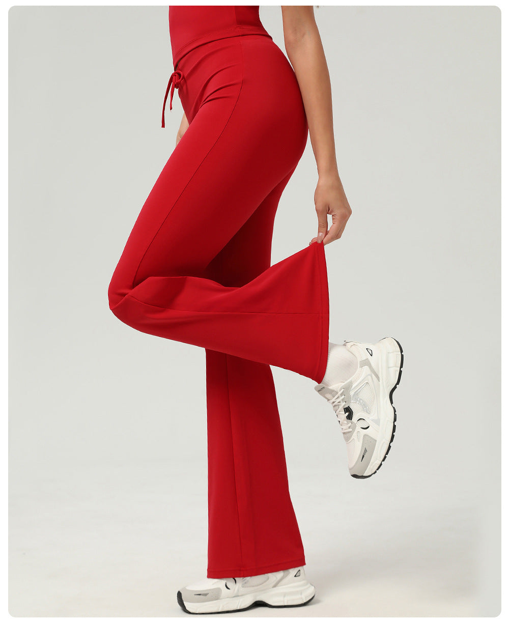 High Rise Drawstring Waist Flare Legging