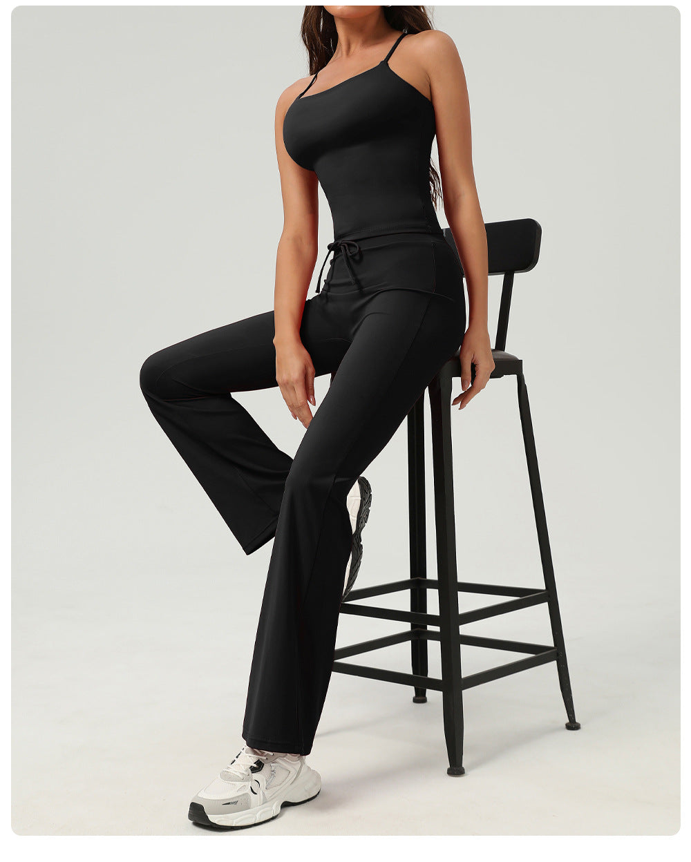 High Rise Drawstring Waist Flare Legging