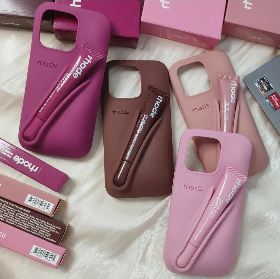 iPhone Silicone Case with Lipstick Holder