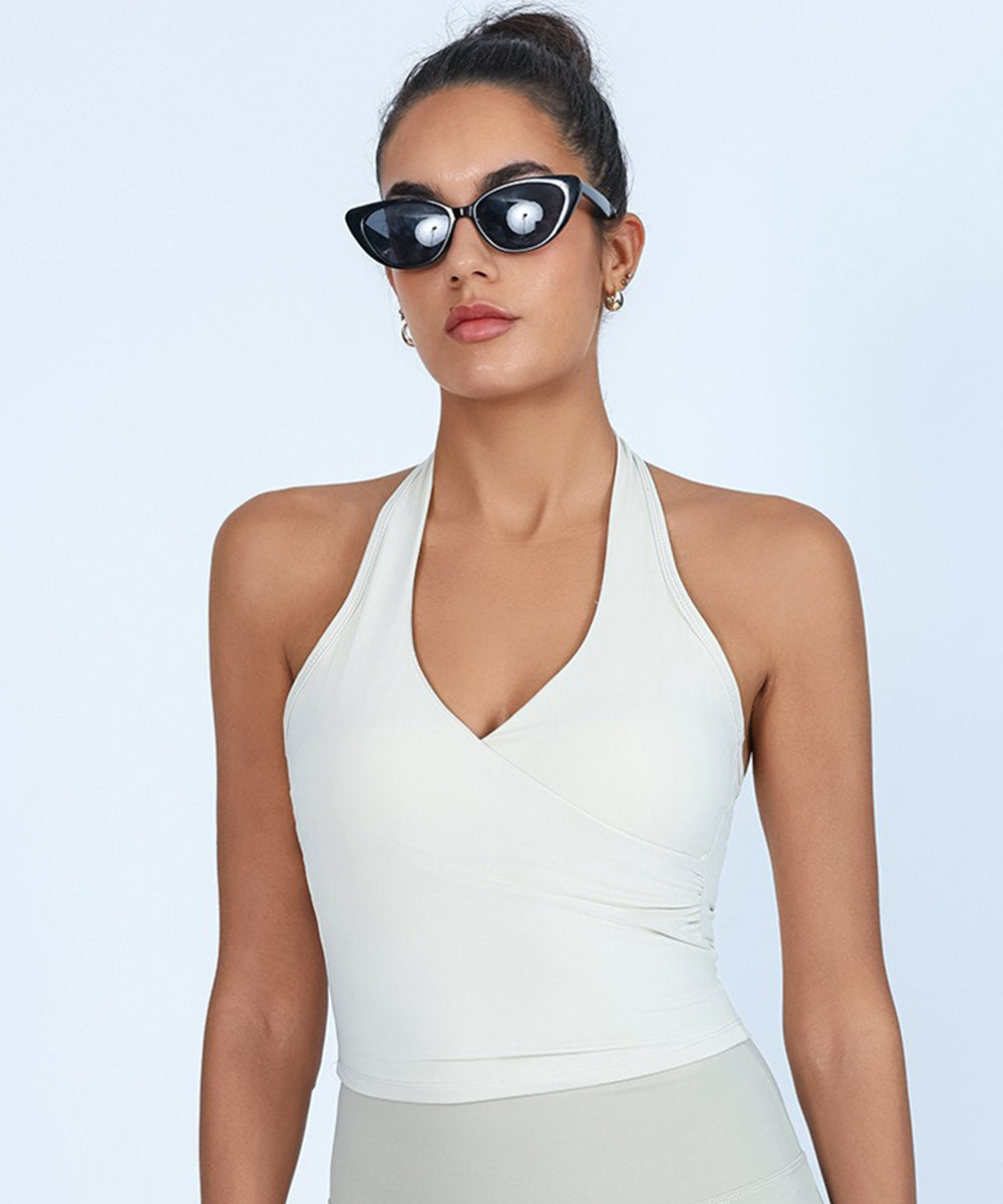 Halter Neck Wrap Front Top