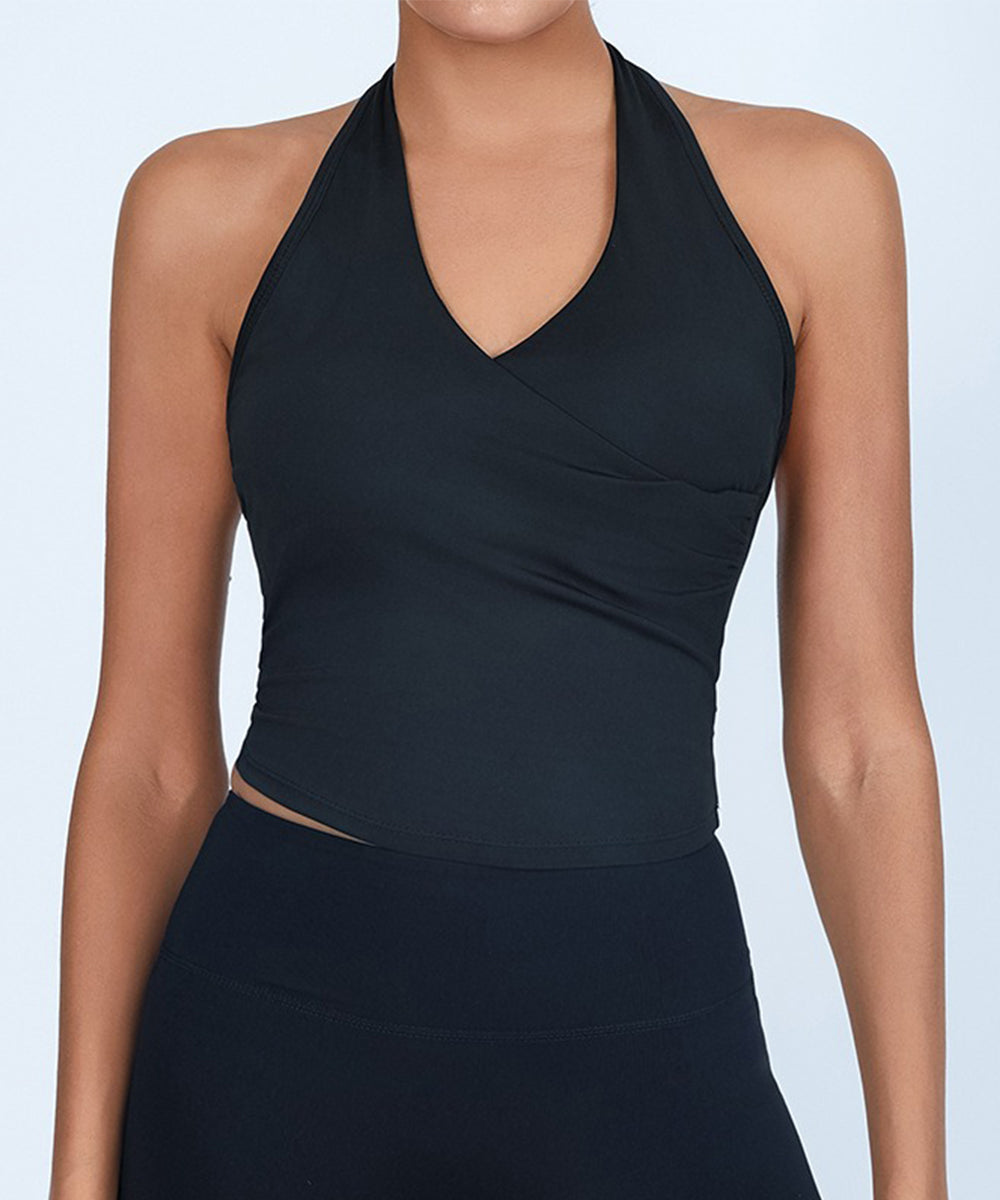 Halter Neck Wrap Front Top