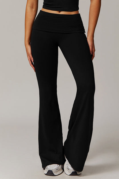 Foldover Ruched Side Flare Legging