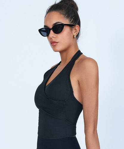 Halter Neck Wrap Front Top