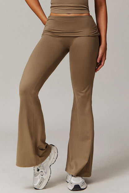 Foldover Ruched Side Flare Legging