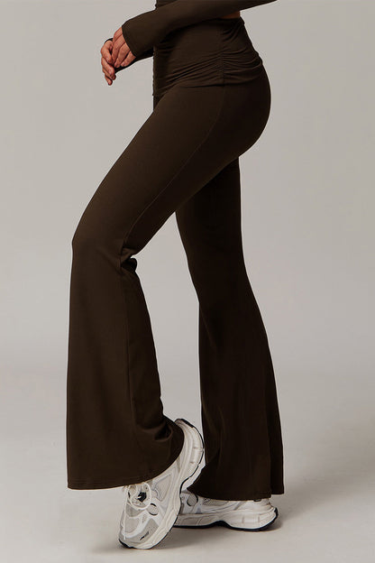 Foldover Ruched Side Flare Legging