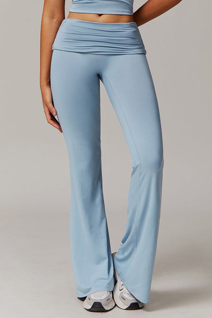 Foldover Ruched Side Flare Legging