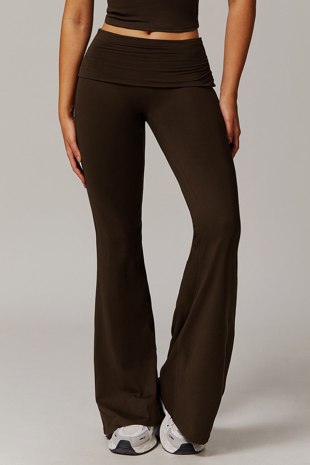 Foldover Ruched Side Flare Legging