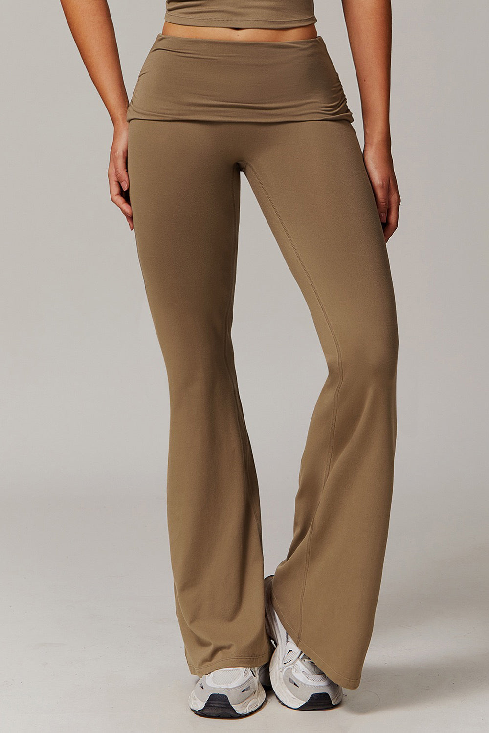 Foldover Ruched Side Flare Legging