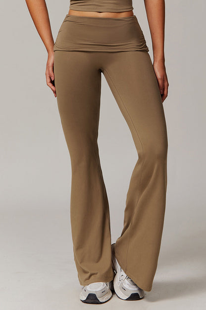 Foldover Ruched Side Flare Legging