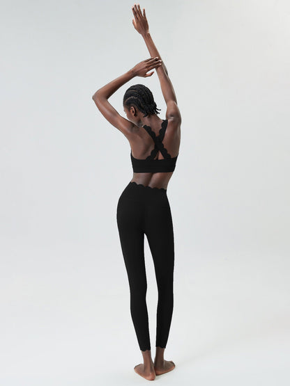 High Rise Scallop Waist Legging