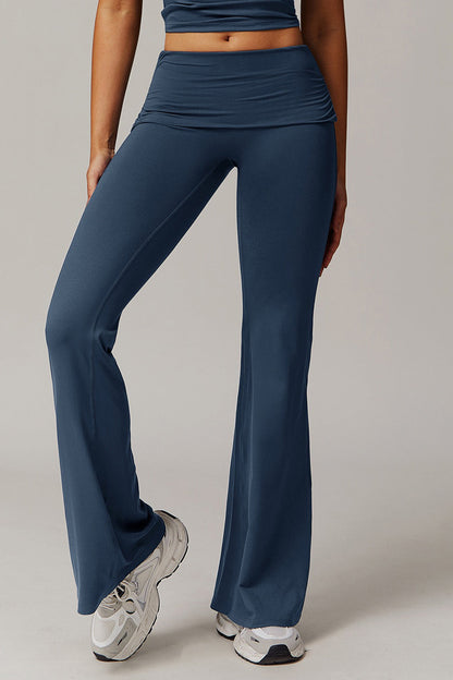Foldover Ruched Side Flare Legging