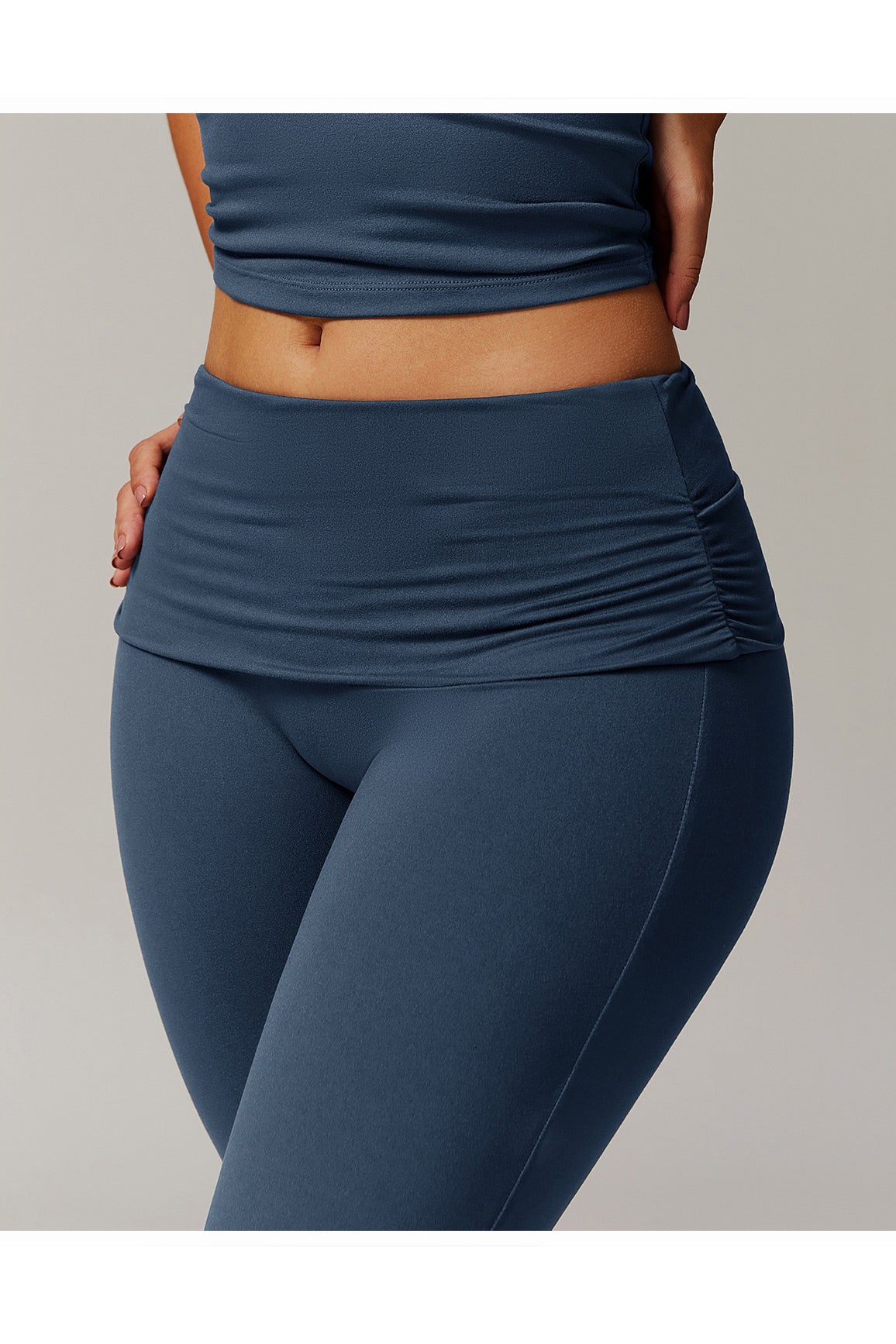 Foldover Ruched Side Flare Legging