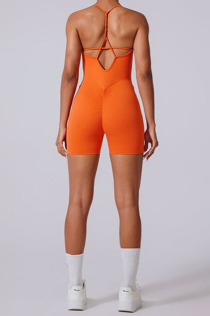 Scoop Neck Twist Strap Back Jumpsuit