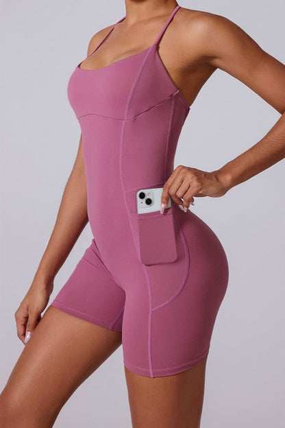 Scoop Neck Twist Strap Back Jumpsuit