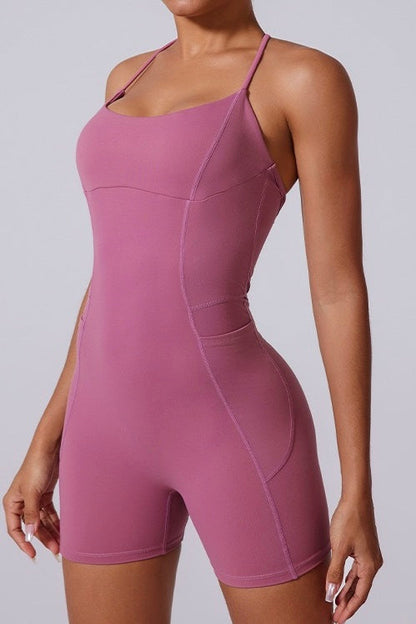 Scoop Neck Twist Strap Back Jumpsuit