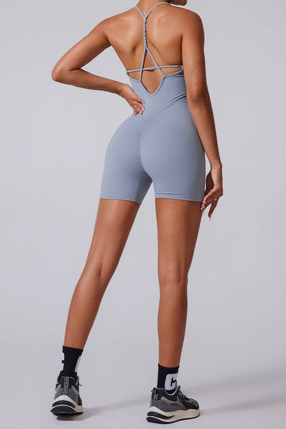 Scoop Neck Twist Strap Back Jumpsuit
