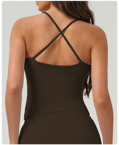 Tanktop med rund hals og krydset ryg