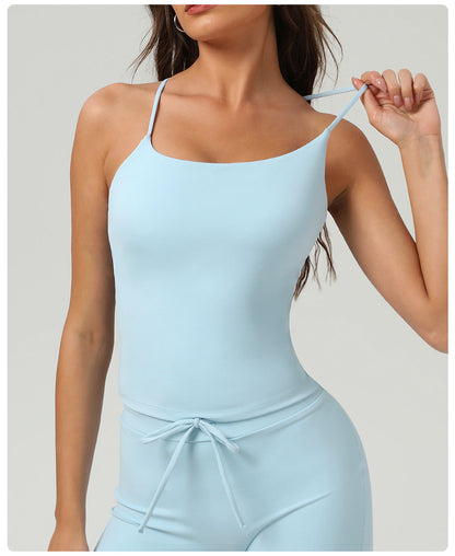 Tanktop med rund hals og krydset ryg