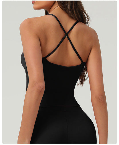 Tanktop med rund hals og krydset ryg